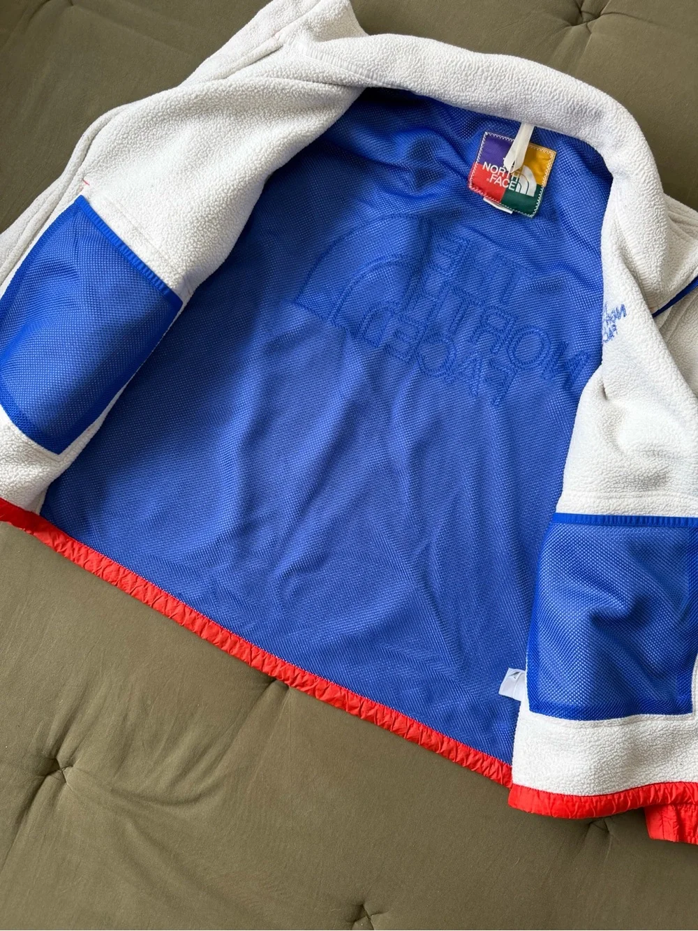 The North Face Fleece Jacket Medium Color Block White Orange